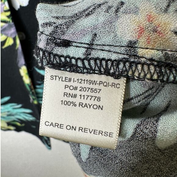 Lovestitch Black Teal Yellow Multi Short Sleeve Collared Button Hawaiian Shirt L - Picture 9 of 12